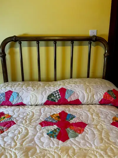 Antique brass bed. Late 1800's to early 1900's. Measures 48" wide (super single). Bed and mattress w...
