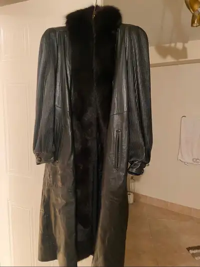 (Price Drop) Women’s Genuine Leather and Fox Fur Coat- Medium, View more