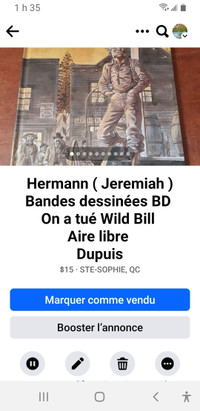 Hermann ( Jeremiah ) Bandes dessinées BD On a tué Wild Bill 