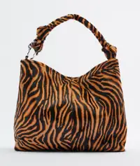 Zara 100% leather cuir bag shoulder shopper tote handbag sac