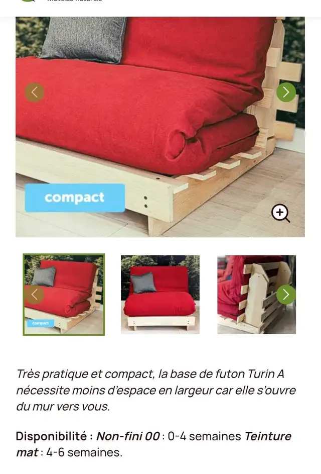 Futon avec base de lit en bois Double in Couches & Futons in Laval / North Shore - Image 8