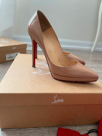 37.5 Christian Louboutin Pigalle Plato Nude Patent