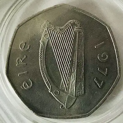1977 Ireland 50 Pence Coin, View more