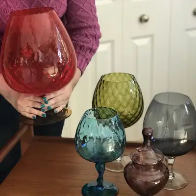 I have put together an awesome collection of MCM Empoli Glass Brandy Snifters in a variety of colour...