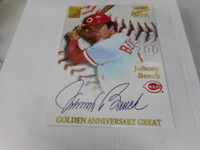 JOHNNY BENCH AUTOGRAPH TOPPS 50 YEARS PROMOTIONAL PANEL