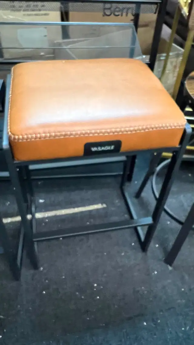 Kitchen Counter Stool, Synthetic Leather with Stitching, Mid-Cen in Chairs & Recliners in Markham / York Region - Image 3