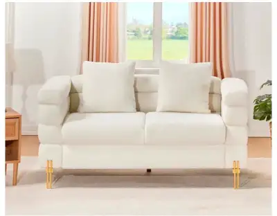 Beautiful white boucle two seater love seat