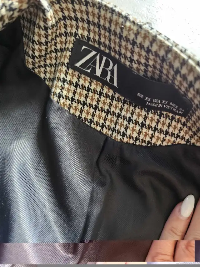 ZARA HOUNDSTOOTH FROCK COAT Ecru Brown SIZE XS MISSING BELT in Women's - Tops & Outerwear in Laval / North Shore - Image 5