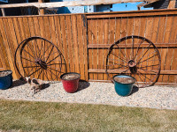 2 Large Metal Wagon Wheels