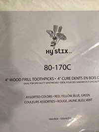 Sealed Box of 1000 Wood Frill Toothpicks