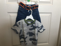 Set 3 pc: T-shirt,  jeans shorts and belt for 4 years old
