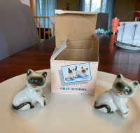 Porcelain Hand Painted Siamese Cats 