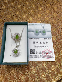 Certified natural green jade set