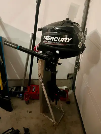 Practically new 2016 Mercury 2.5 Four Stroke outboard and stand. Less than 7 hours of total runtime.