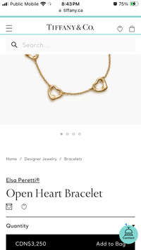 authentic Tiffany and Co. gold Open Heart bracelet