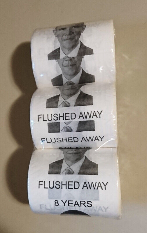 Odd Novelty Barack Obama 8 Years Flushed Away Toilet Paper in Arts & Collectibles in Oshawa / Durham Region