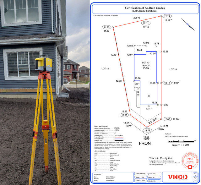 ROUGH GRADE & FINAL GRADE SURVEY AND CERTIFICATE in Other in Edmonton