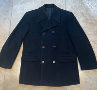 Men's Black Double Breasted Peacoat