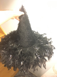 Black feather witch hat halloween 