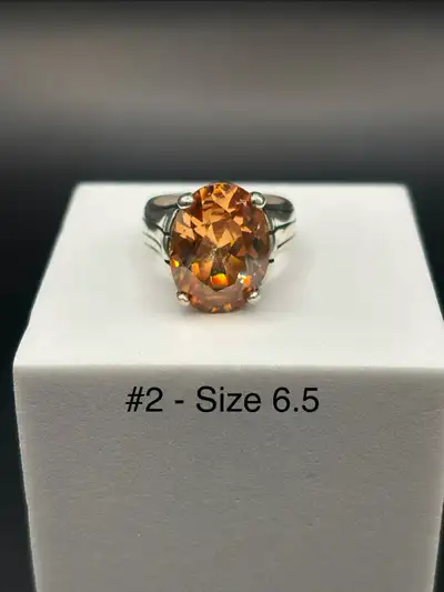 Silpada Sterling Silver Champagne Zirconia Ring - Size 6.5 Silver 0.925 - Weight 10.5g Some surface...