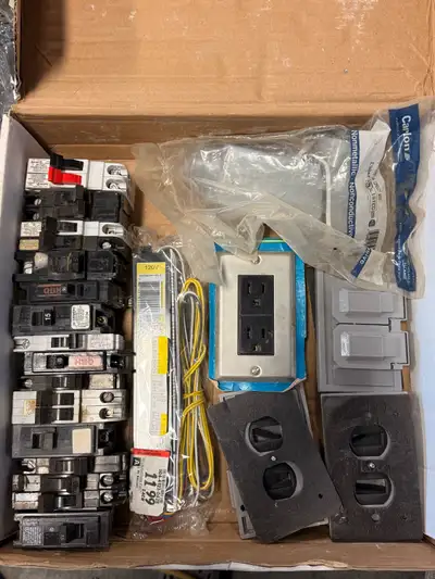 Selling a mixed lot of electrical parts and components, perfect for contractors, handymen, property...