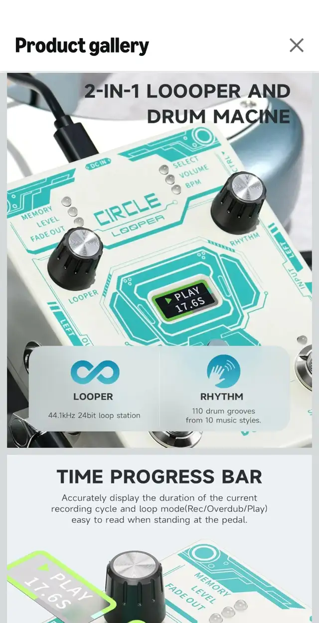 Donner 2 In 1 Looper Drum Machine - Circle Looper Pedal in Amps & Pedals in City of Toronto - Image 8