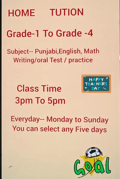 Hi, I am a Experienced in Punjabi / English/ Math If you are interested plz contact me Grade 1 To Gr...