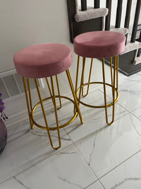 Pink & Gold Counter Stools 