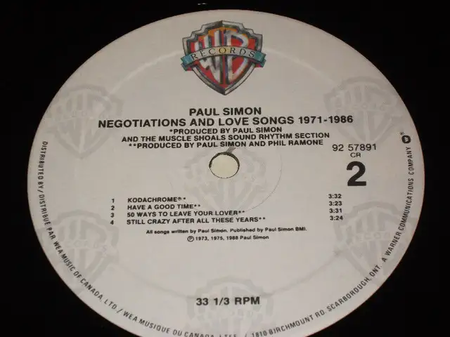 Paul Simon - Negotiations & Love Songs 1971-86 2XLP (1988)62863256992513124