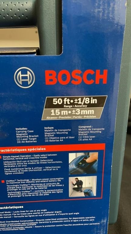 Bosch - GLL55 50ft Cross Line Laser Level Self-Leveling in Power Tools in Burnaby/New Westminster - Image 2