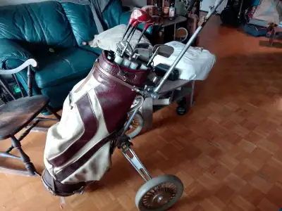 GOLF CLUBS, BAG AND CART., View more