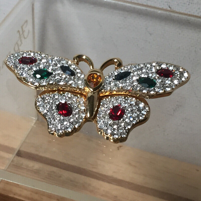 Old Swarovski Gold Plated Pave Multi Color Crystals Butterfly Br in Arts & Collectibles in Vancouver