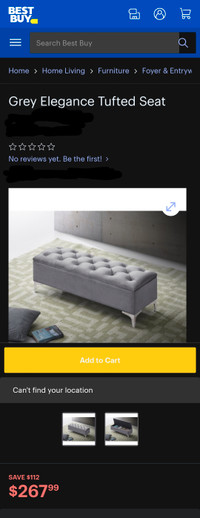 Grey tufted storage bench 