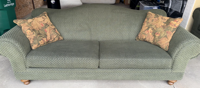 Couch, Love Seat (Green, Matching) and Chair w/matching Pillows, View more