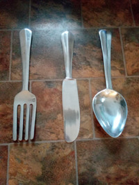 3 Pieces Aluminum Knife, Spoon and Fork Utensils Wall Decor
