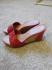 Red Slip On Sandals