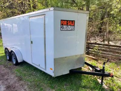 Haulmark (US) 7x16 + V-nose, White, Enclosed Cargo, Aluminum Body, Steel frame rust proof Rear Door...