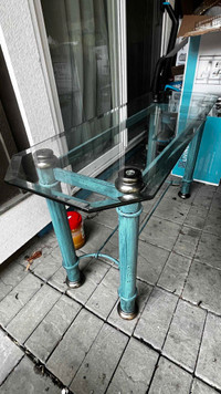 Glass metal side table 