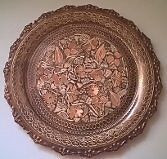 Vintage Hand Etched Copper Art Wall Hanging Plate