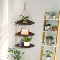 3-Tire Space Saver NATURAL WOODEN JUTE-ROPE Hanging Shelf
