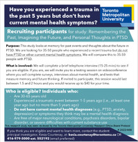 RECRUITING: Participants with recent trauma for research study