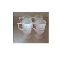Vintage Milk Glass Irish Coffee Mugs Set of 4