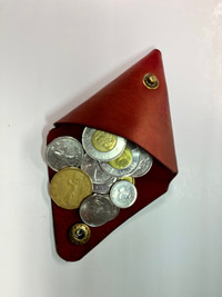 Laser engraved leather coin purse. 