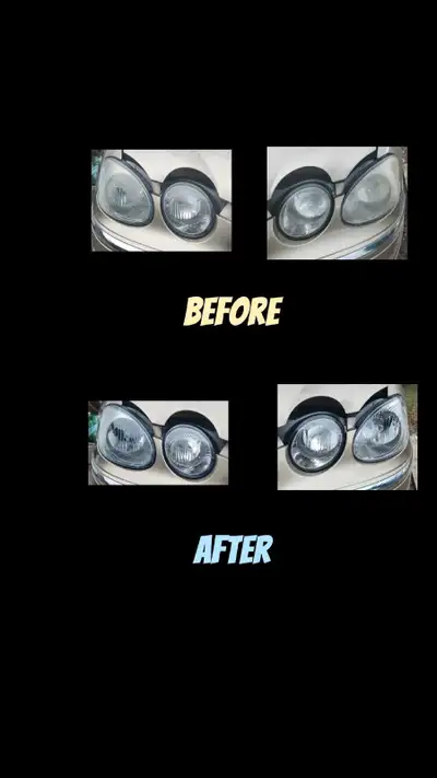 Plastic lens restoration – makes them look brand new Restore foggy, dull, chalky headlights, tall li...