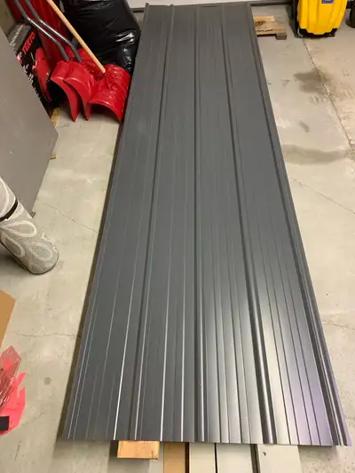 2 sheets of metal roofing 36”x 140” The color is ‘Iron Ore’ 70 sq feet Retail cost $54.95 +gst/pst p...