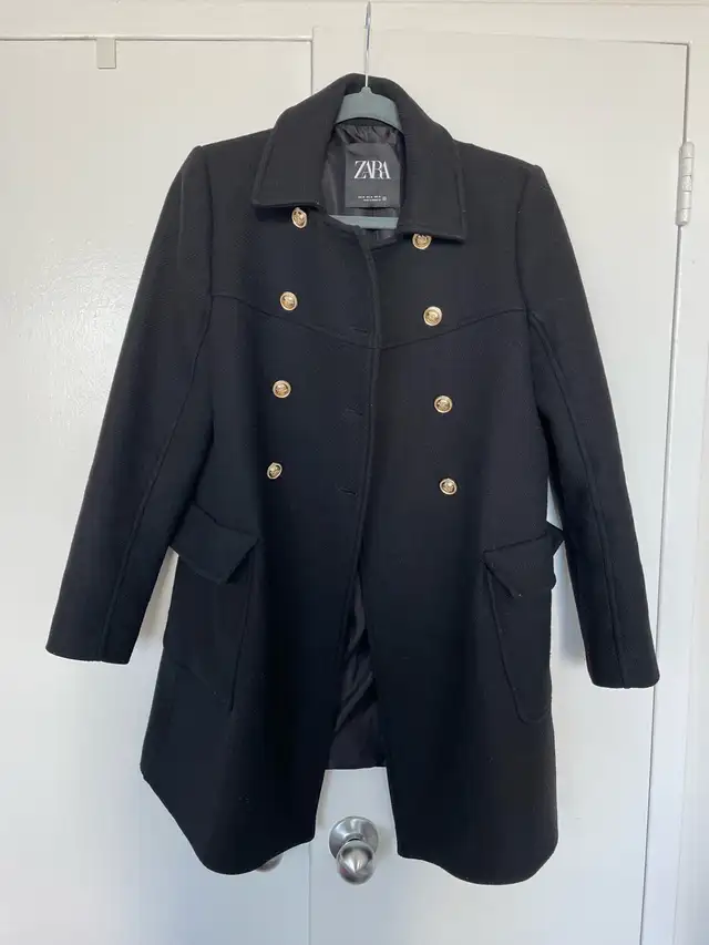 Zara high quality black wool blend coat