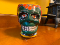 Vintage Sugar Skull Talavera Vazquez Hand Painted Art Pottery