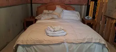 Queen water bed with frame and headboard, View more