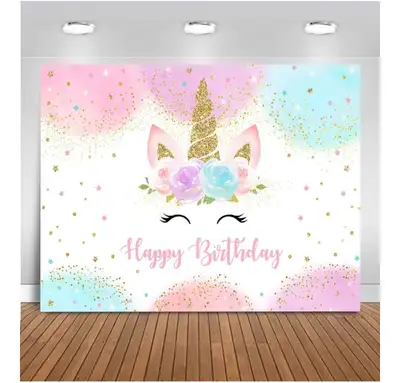 Unicorn Birthday Decorations Unicorn Backdrop for Girls Birthday Party 7x5ft Pastel Rainbow Unicorn...