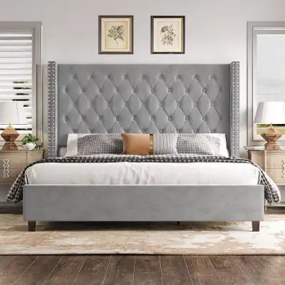 Grey Velvet Bed Frame King  Size , View more